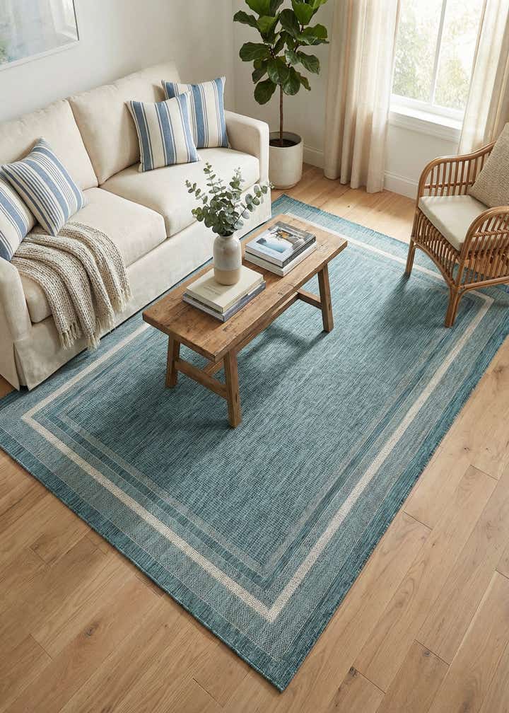 6' x 9' Easy-Clean Border Indoor / Outdoor Rug