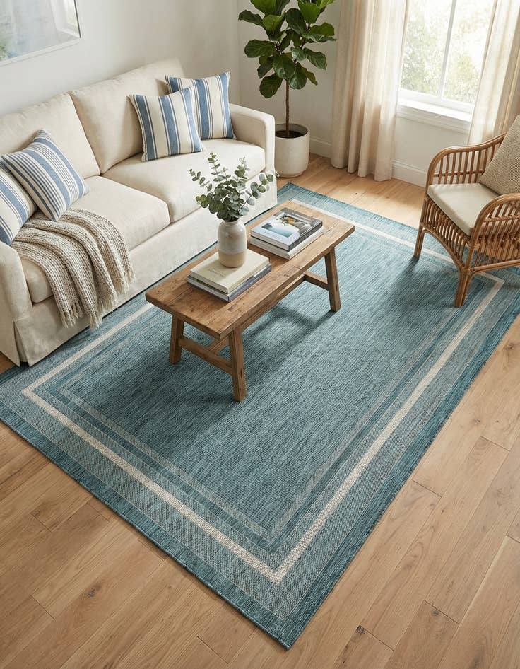 Detail image of  6' x 9'  Washable Border Indoor / Outdoor Rug