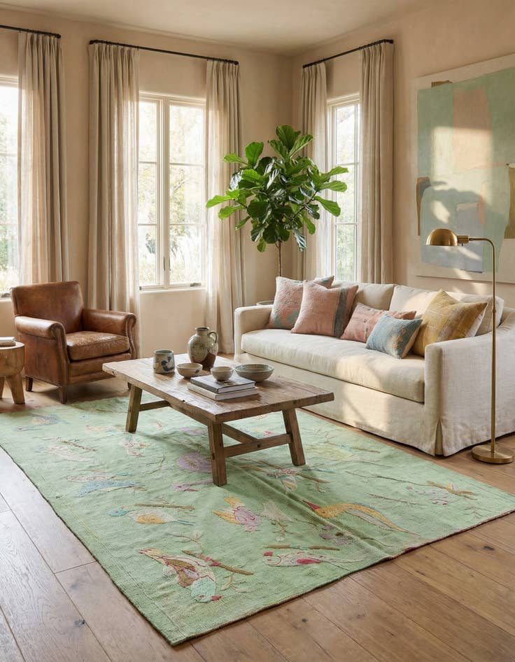 Detail image of 4' 2 x 5' 6  Hand Woven Kilim Suzani Wool Rug