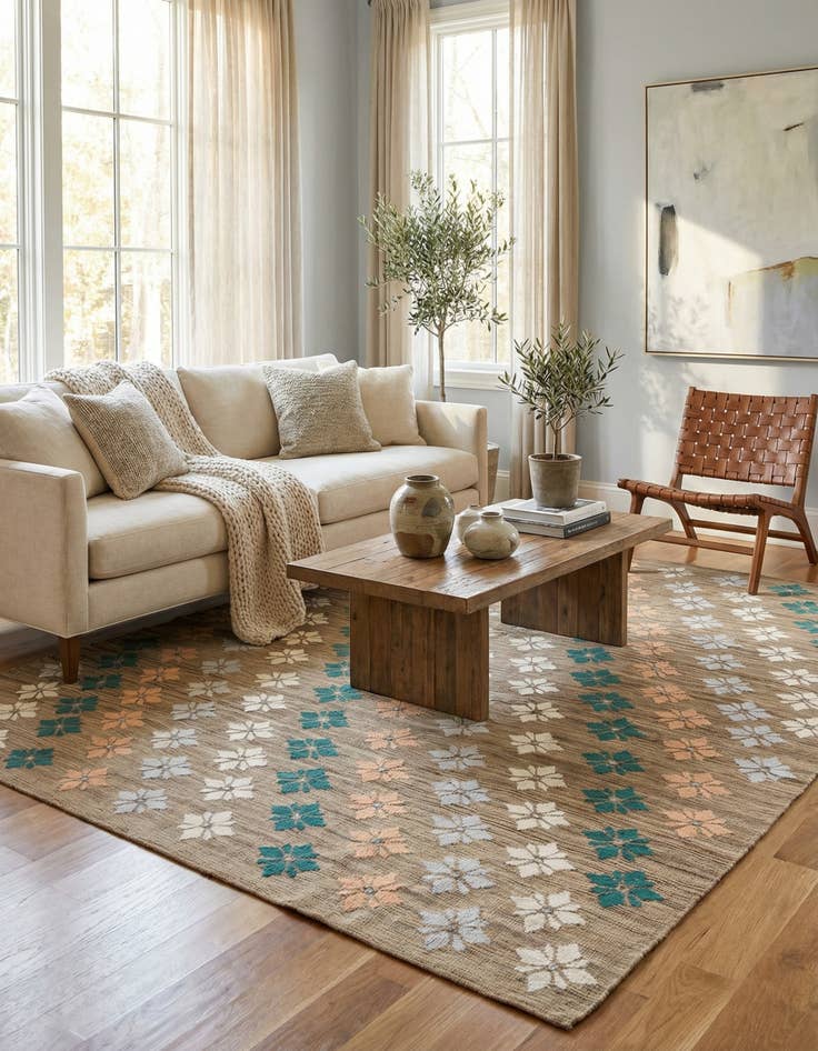 Detail image of 7' 3 x 9' 3 Hand Woven Kilim Modern Rug