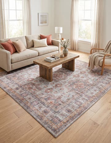 Ivory Washable Timeless Square Rug