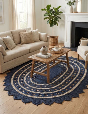7' 10 x 10' Handmade Braided Jute Oval Rug