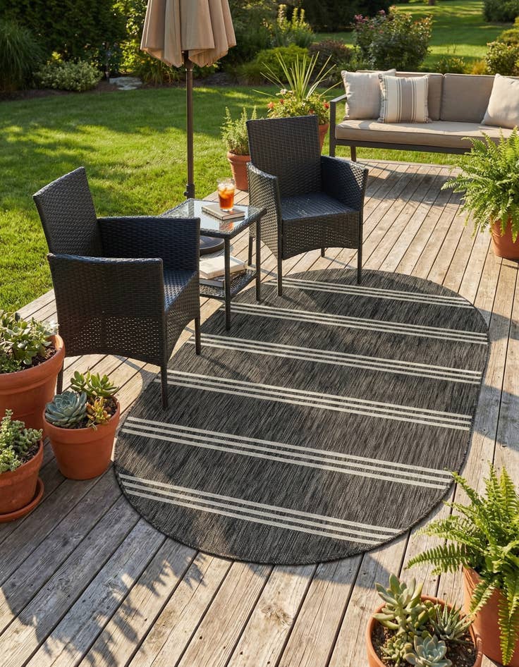 Detail image of  5' 3 x 8'  Washable Jill Zarin Anguilla Indoor / Outdoor Oval Rug