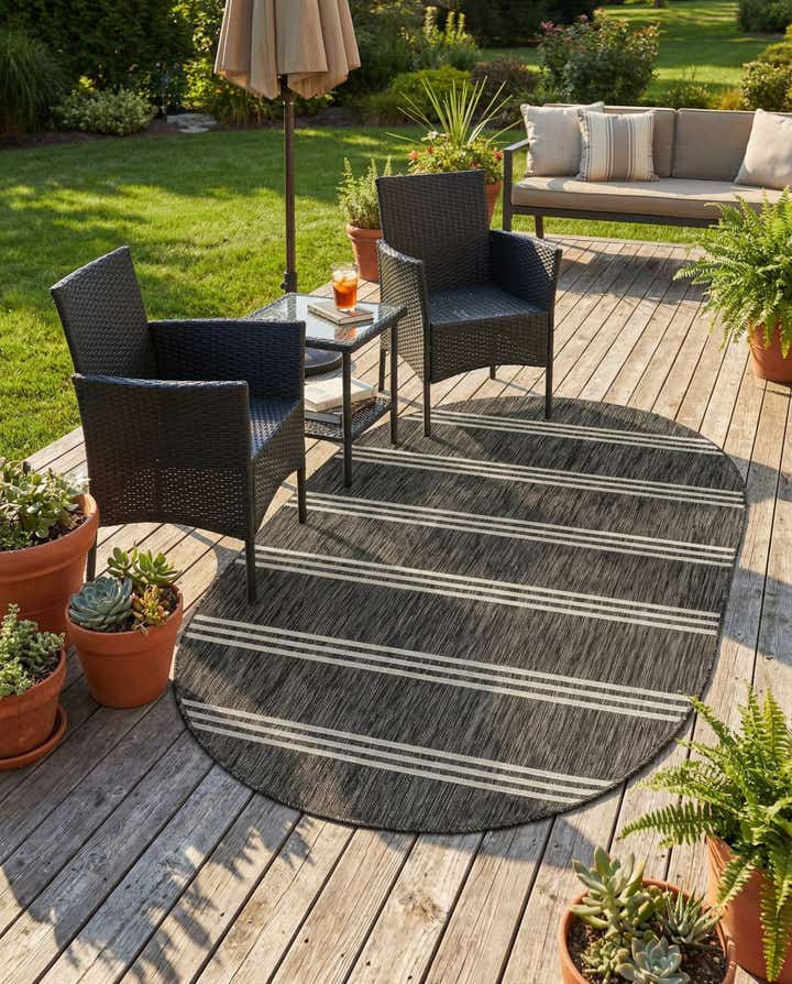 5' 3 x 8' Easy-Clean Jill Zarin Anguilla Indoor / Outdoor Oval Rug