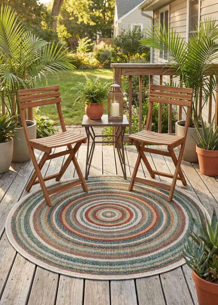 4' x 4' Easy-Clean Baja Indoor / Outdoor Round Rug