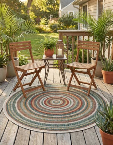 4' x 4' Easy-Clean Baja Indoor / Outdoor Round Rug