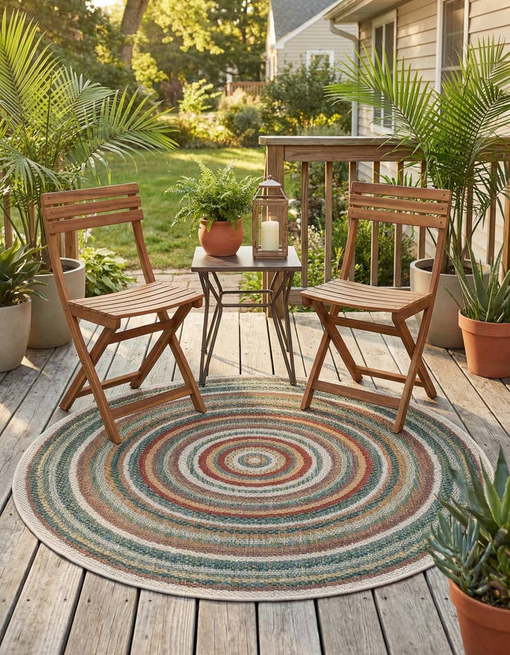 Detail image of 4' x 4' Easy-Clean Baja Indoor / Outdoor Round Rug