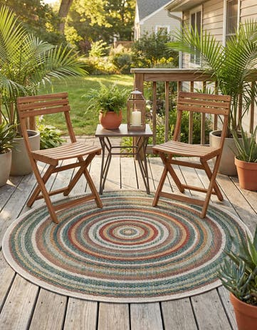 4' x 4' Easy-Clean Baja Indoor / Outdoor Round Rug