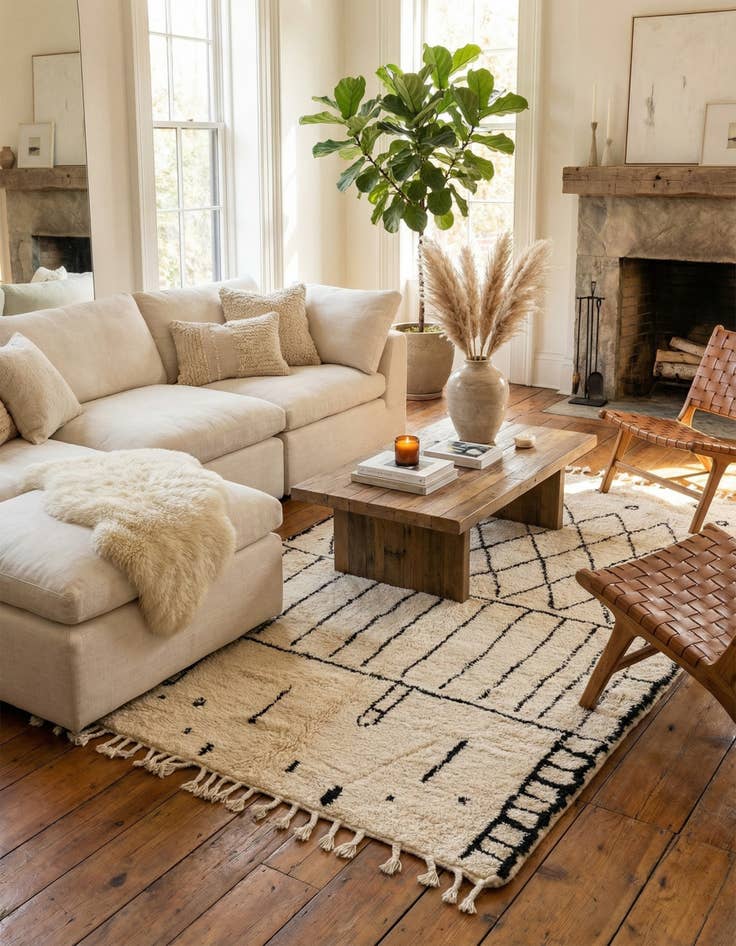 Detail image of 5' x 8'  Hand Knotted Moroccan Wool Rug