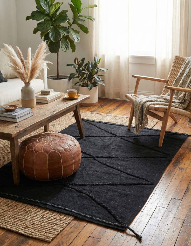 Detail image of 3' 6 x 4' 11  Hand Knotted Moroccan Wool Rug