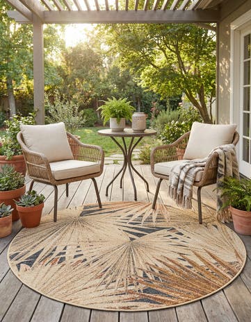 5' x 5' Easy-Clean Botanical Indoor / Outdoor Round Rug