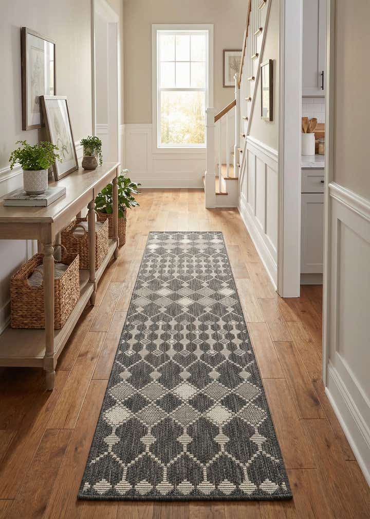 2' x 8' Easy-Clean Trellis Indoor / Outdoor Runner Rug