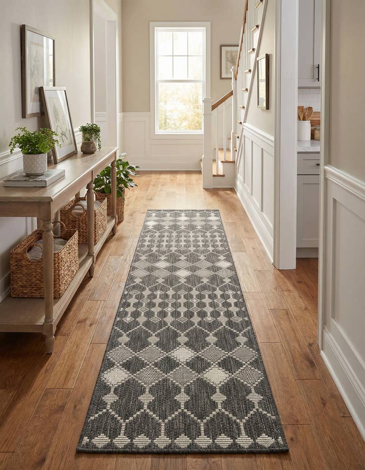 Detail image of 2' x 8'  Washable Trellis Indoor / Outdoor Runner Rug