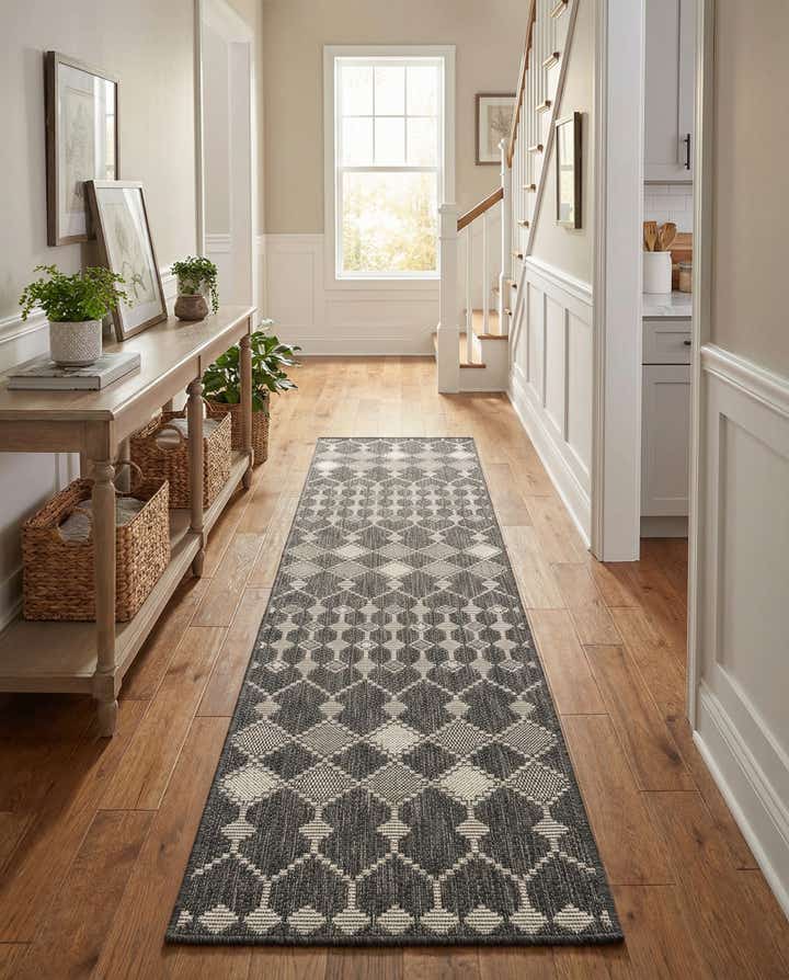 2' x 8' Easy-Clean Trellis Indoor / Outdoor Runner Rug