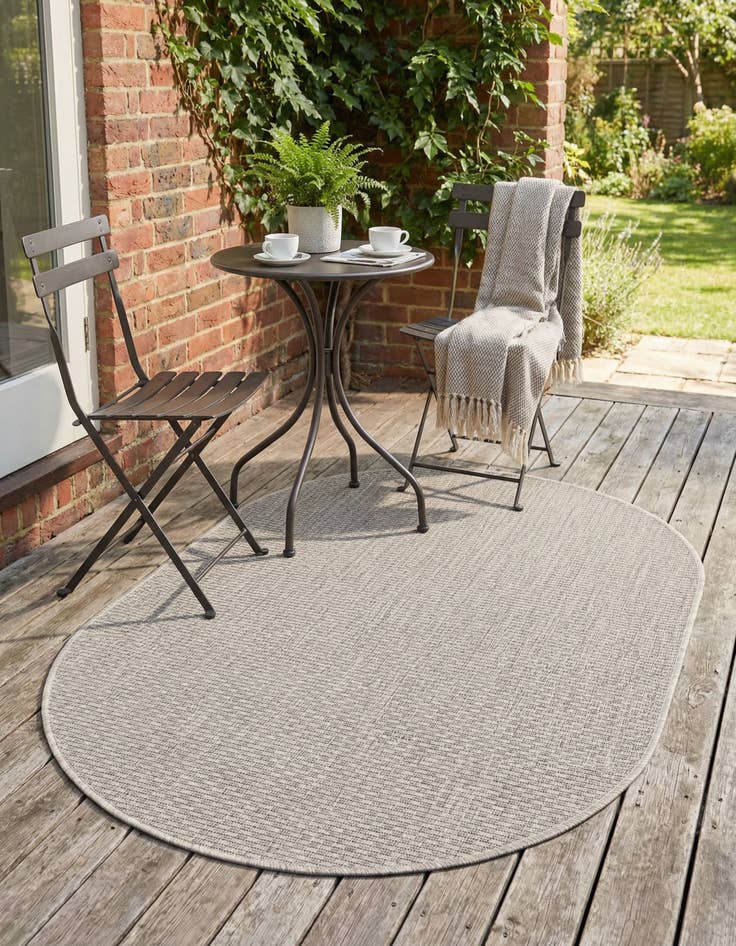 Detail image of 3' x 5' 3  Washable Solid Indoor / Outdoor Oval Rug