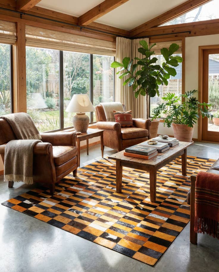 Detail image of 5' 1 x 7' 11 Cowhide - Patchwork Rug