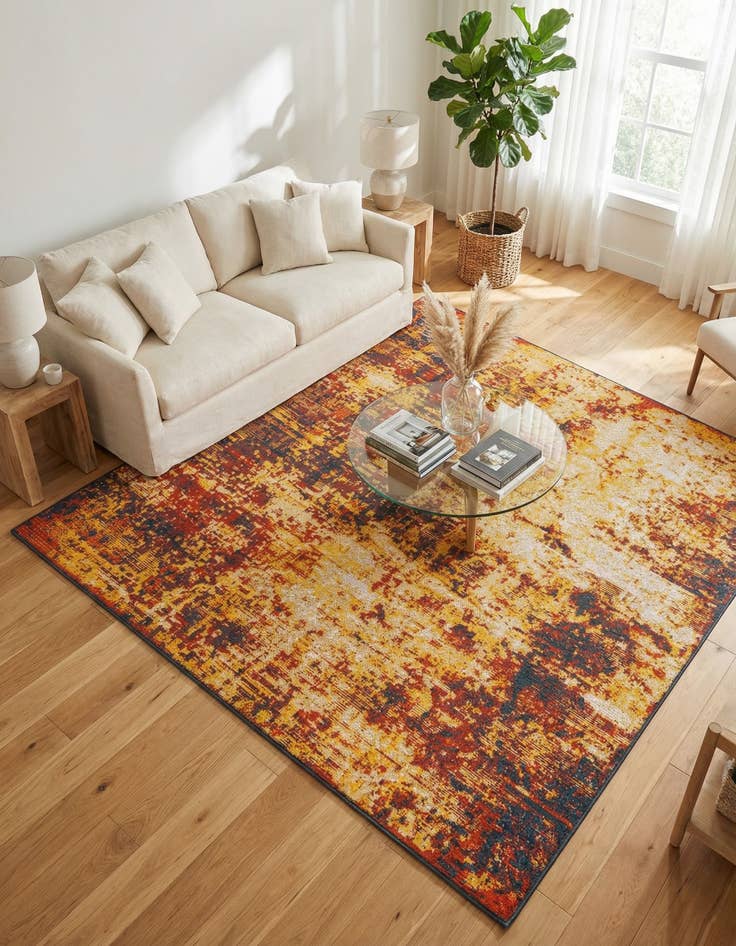 Detail image of 7' 10 x 7' 10  Washable Coastal Indoor / Outdoor Square Rug