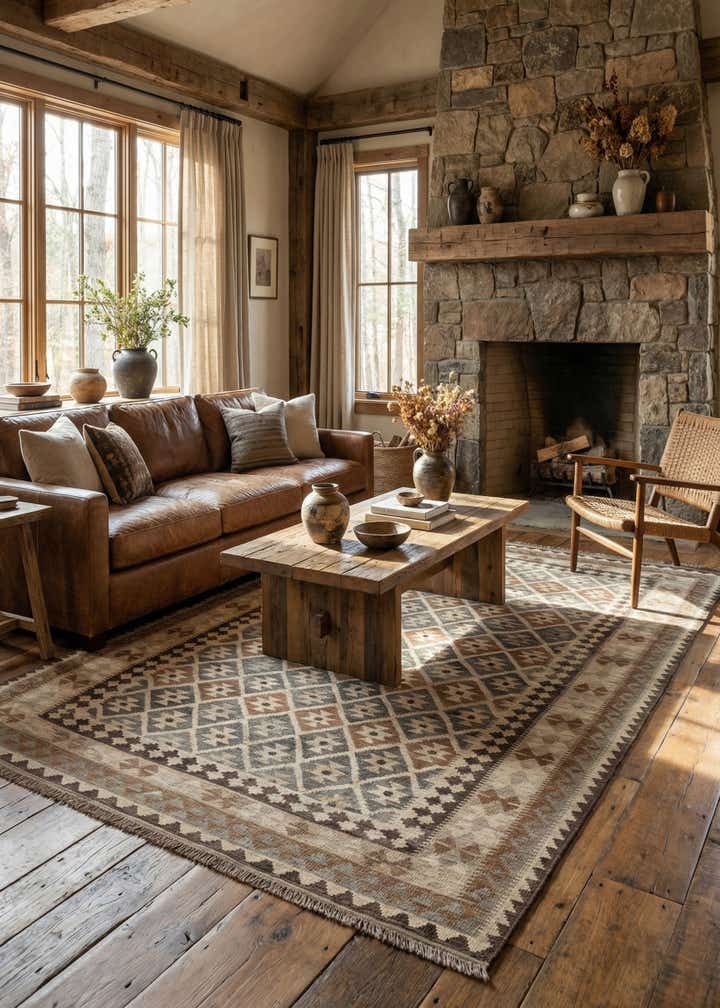 6' 9 x 9' 10 Hand Woven Kilim Maymana Wool Rug