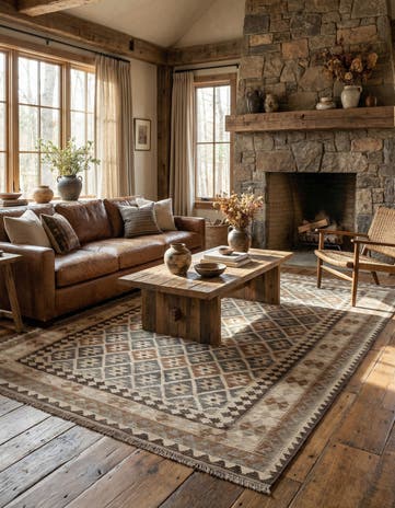 6' 9 x 9' 10 Hand Woven Kilim Maymana Wool Rug