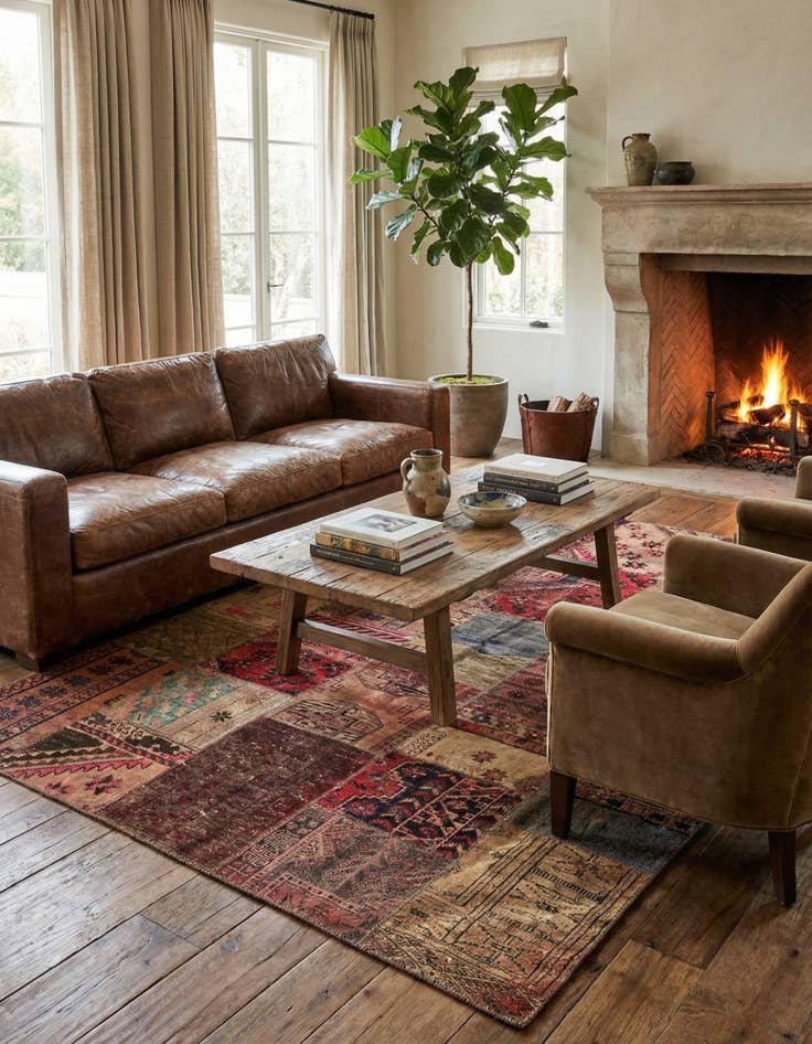 Detail image of  5' 7 x 8'  Hand Knotted Ultra Vintage Persian Wool Rug