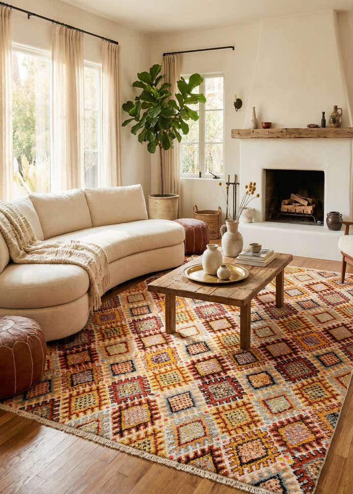 6' 6 x 10' Hand Knotted Moroccan Wool Rug