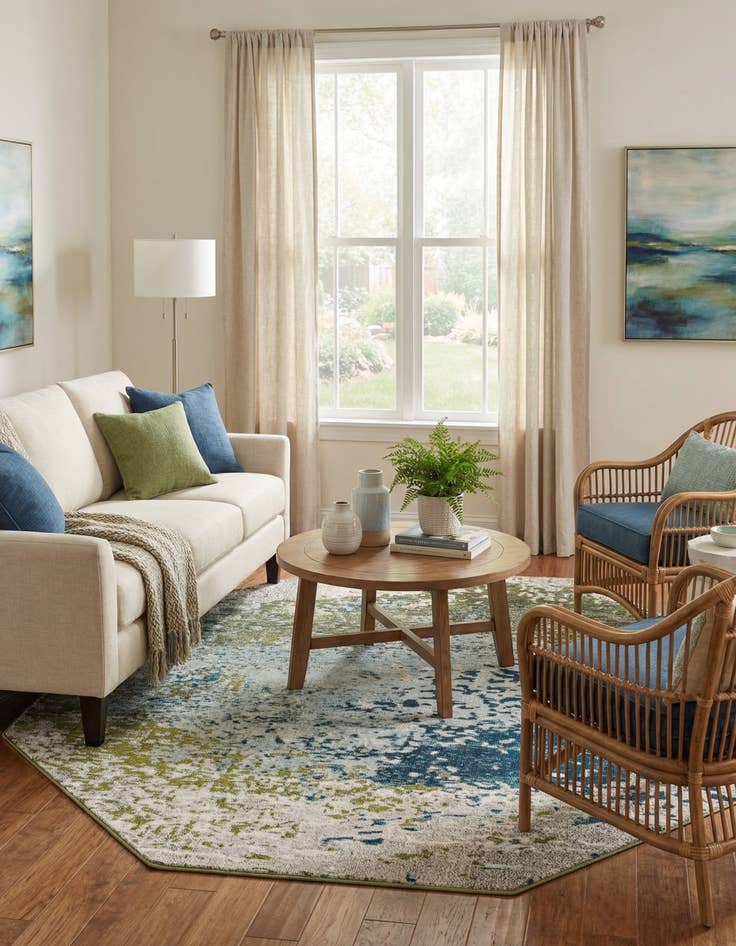 Detail image of 8' x 8'  Washable Casablanca Octagon Rug