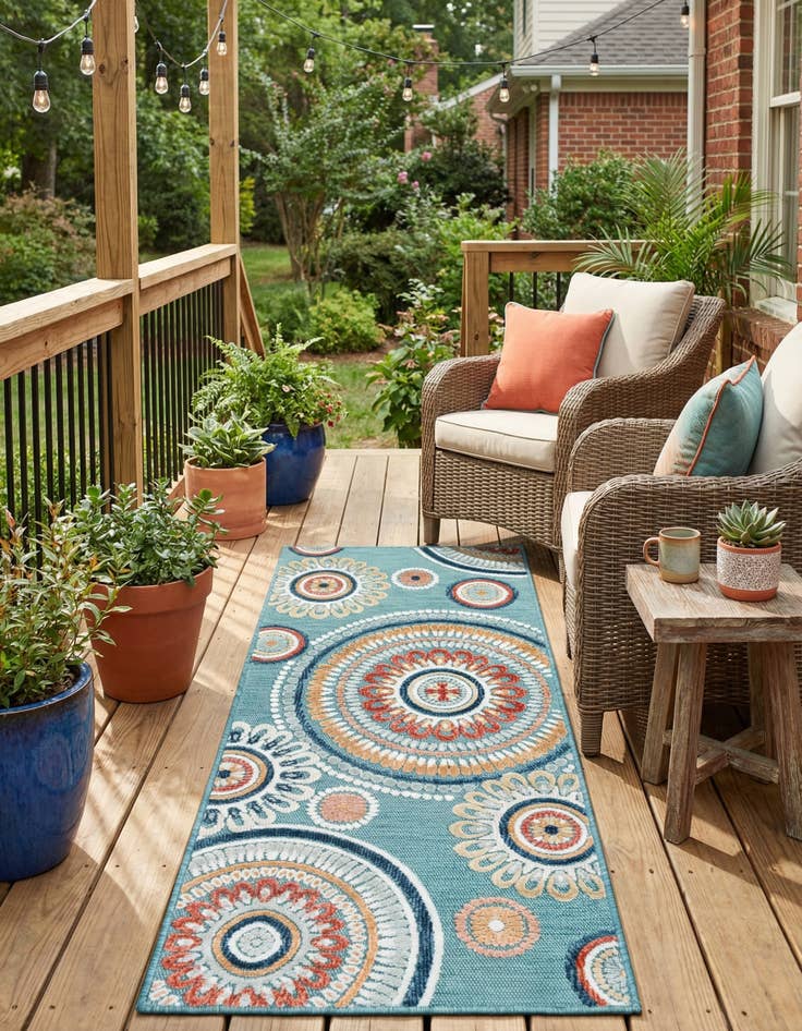 Detail image of  2' 2 x 5' 3  Washable Botanical Indoor / Outdoor Runner Rug