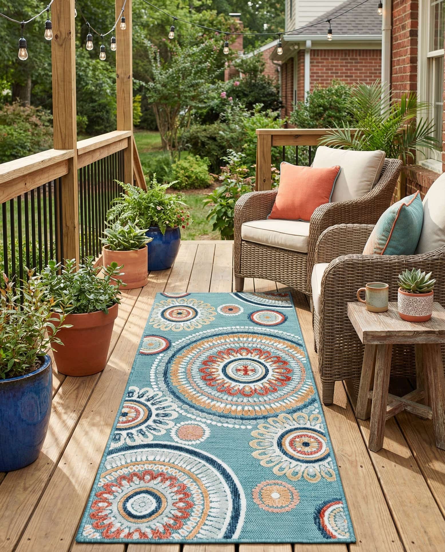 2' 2 x 5' 3 Easy-Clean Botanical Indoor / Outdoor Runner Rug