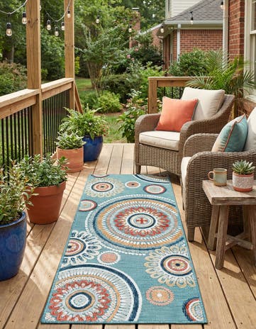 2' 2 x 5' 3 Easy-Clean Botanical Indoor / Outdoor Runner Rug