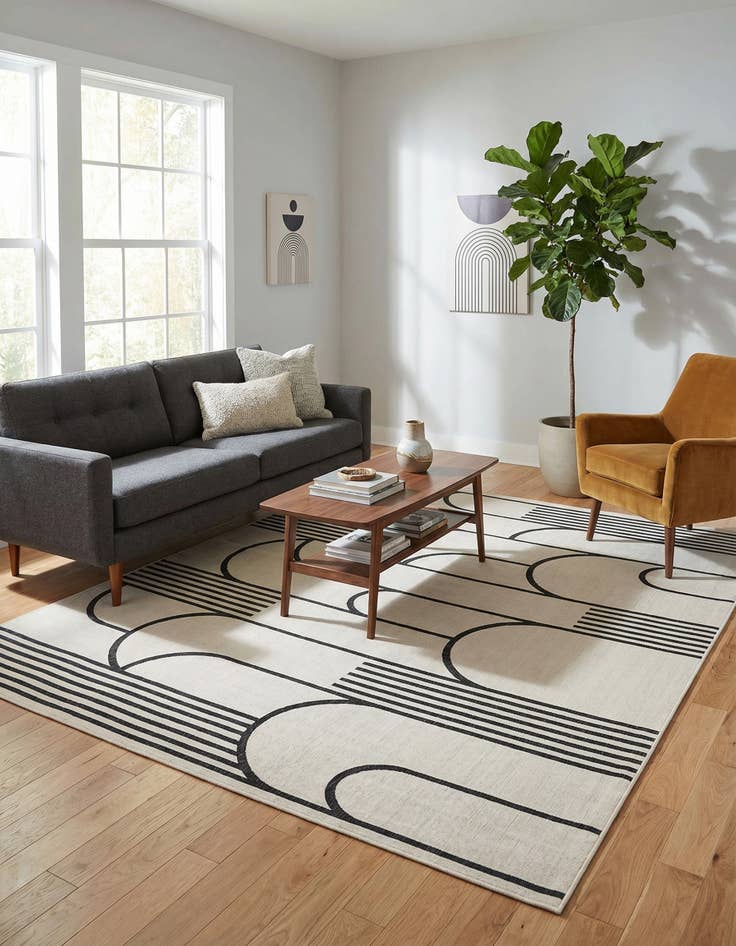 Detail image of  9' x 12'  Washable Modern Indoor / Outdoor Rug