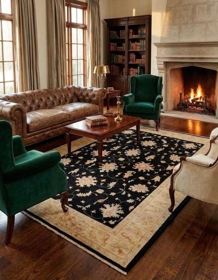 Detail image of 6' 10 x 9' 9  Hand Knotted Peshawar Ziegler Rug