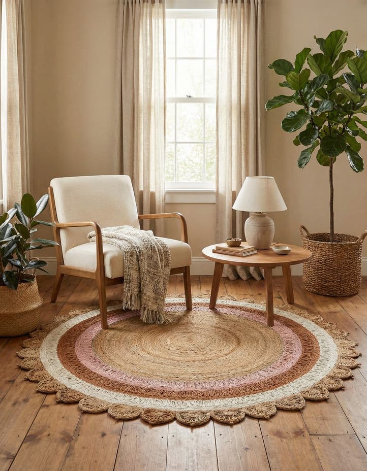 7' 10 x 7' 10 Handmade Braided Jute Round Rug
