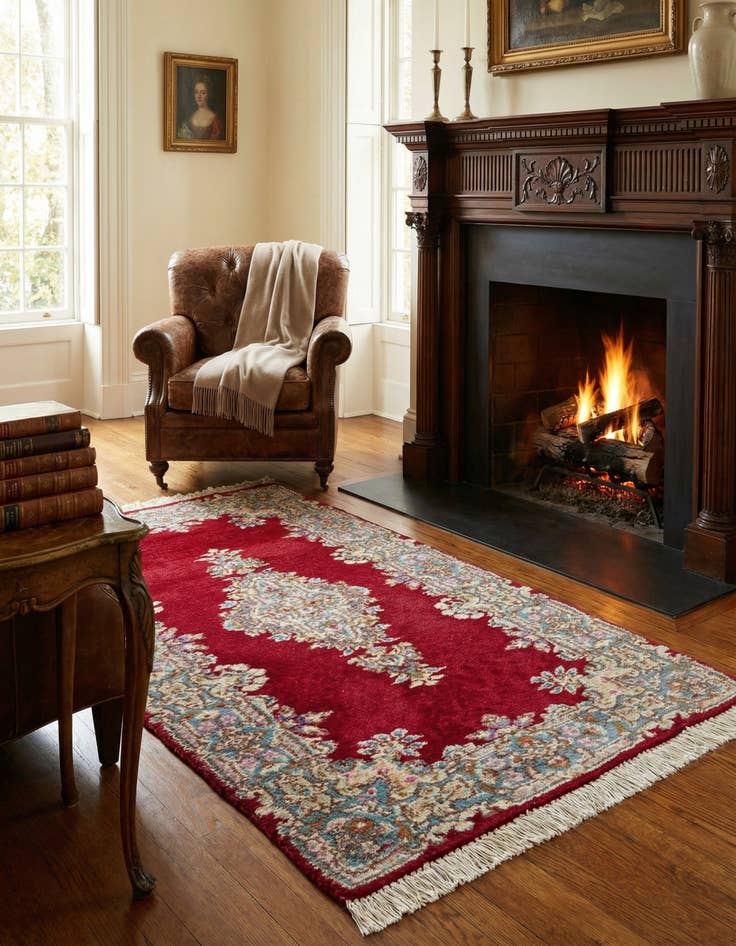 Detail image of 2' 5 x 4' 8 Hand Knotted Kerman Wool Rug