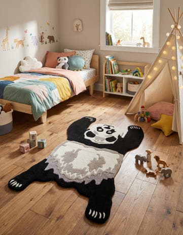 Black and Gray Playtime Kids Wool Freeform Rug