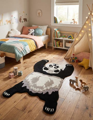 Black and Gray Playtime Kids Wool Freeform Rug