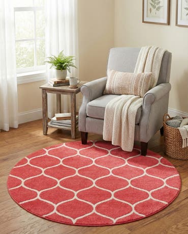  5' x 5' Lattice Frieze Round Rug