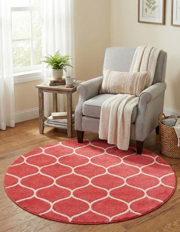 5' x 5' Lattice Frieze Round Rug