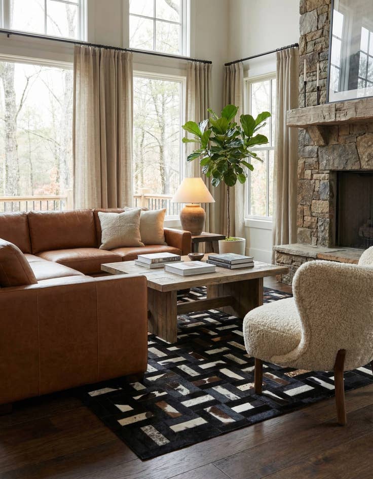 Detail image of  5' 2 x 8' Cowhide - Patchwork Rug