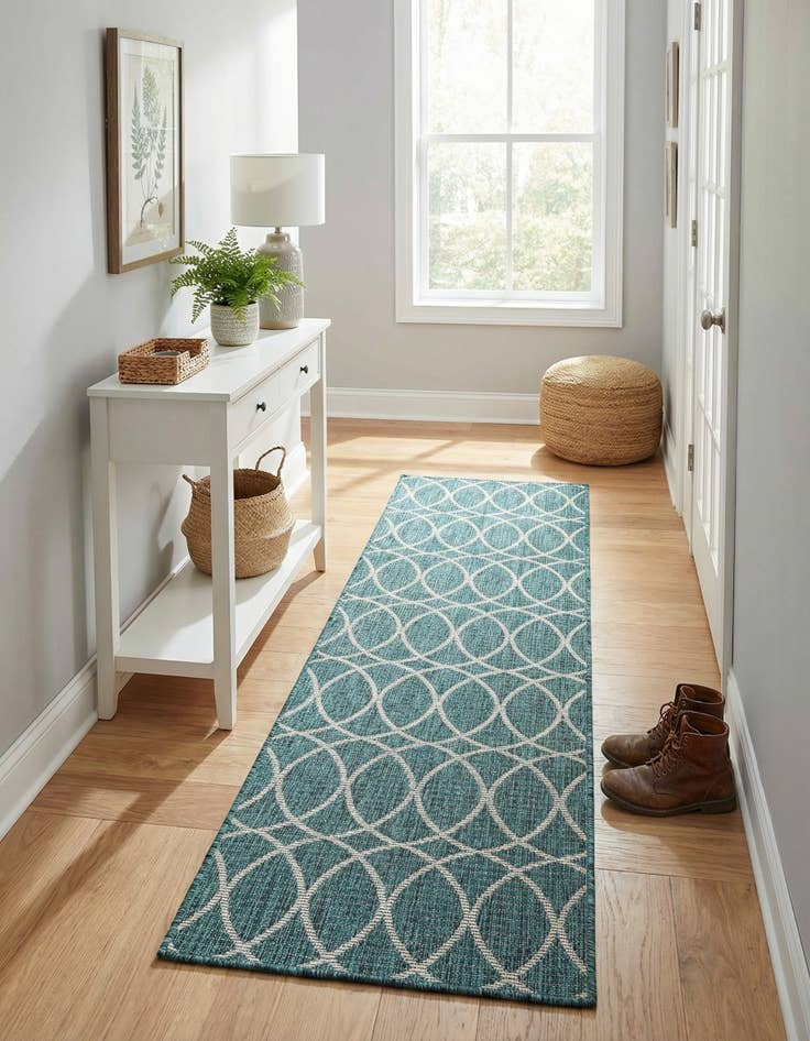Detail image of 2' x 7' 10  Washable Trellis Indoor / Outdoor Runner Rug