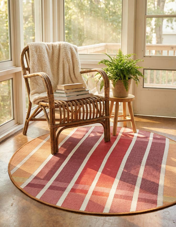 Detail image of  3' x 3'  Washable Ribbon Indoor / Outdoor Round Rug