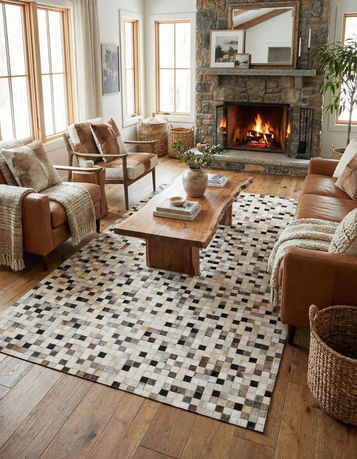 Detail image of 5' 1 x 7' 11 Cowhide Stocks Rug