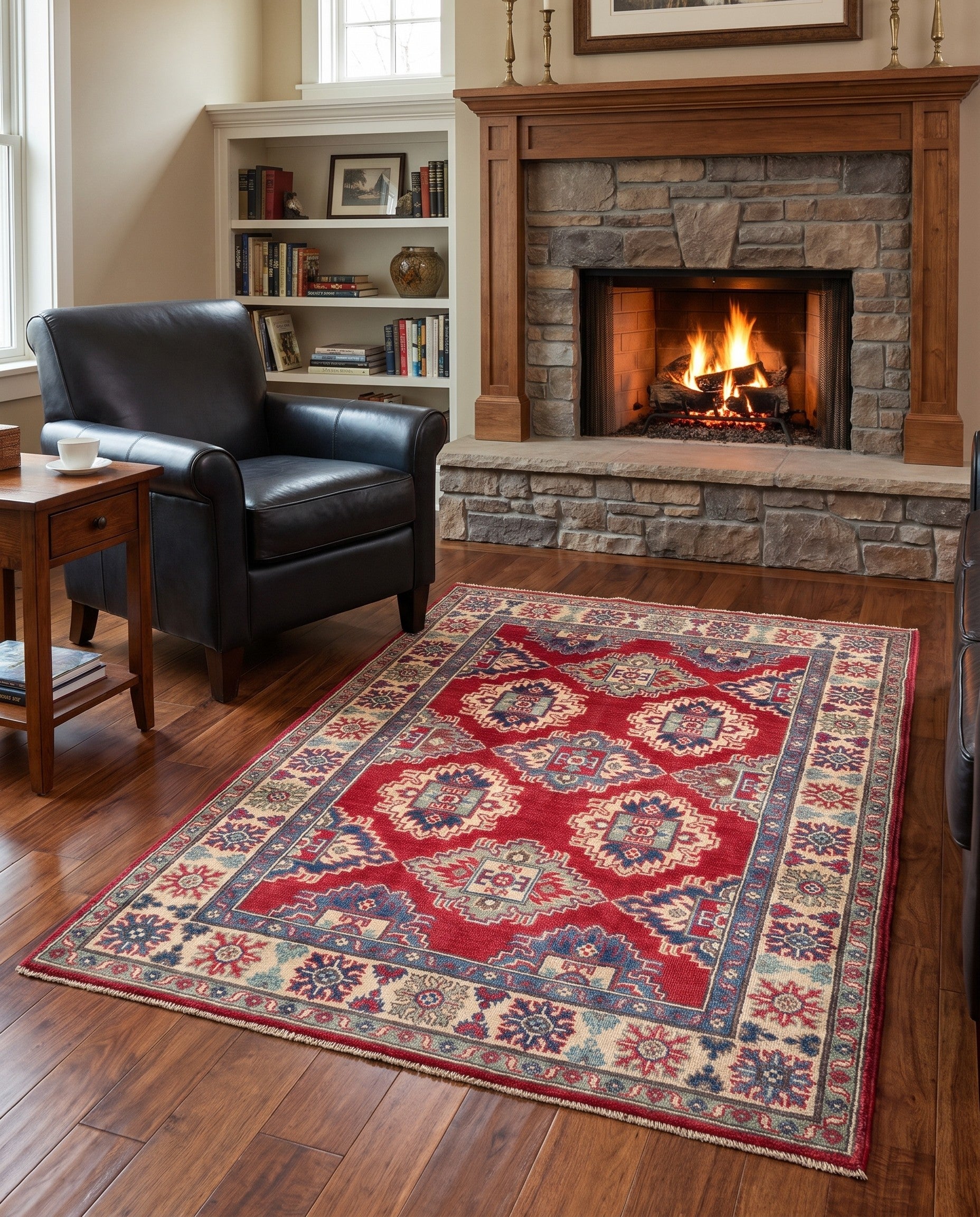 4' 3 x 6' Hand Knotted Kazak Rug