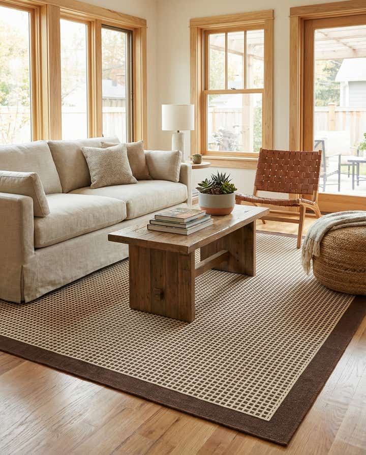 5' x 7' Easy-Clean Border Indoor / Outdoor Rug