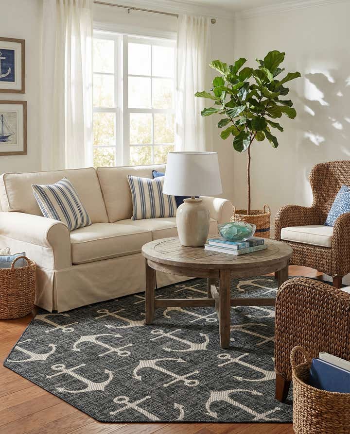 7' 10 x 7' 10 Easy-Clean Coastal Indoor / Outdoor Octagon Rug