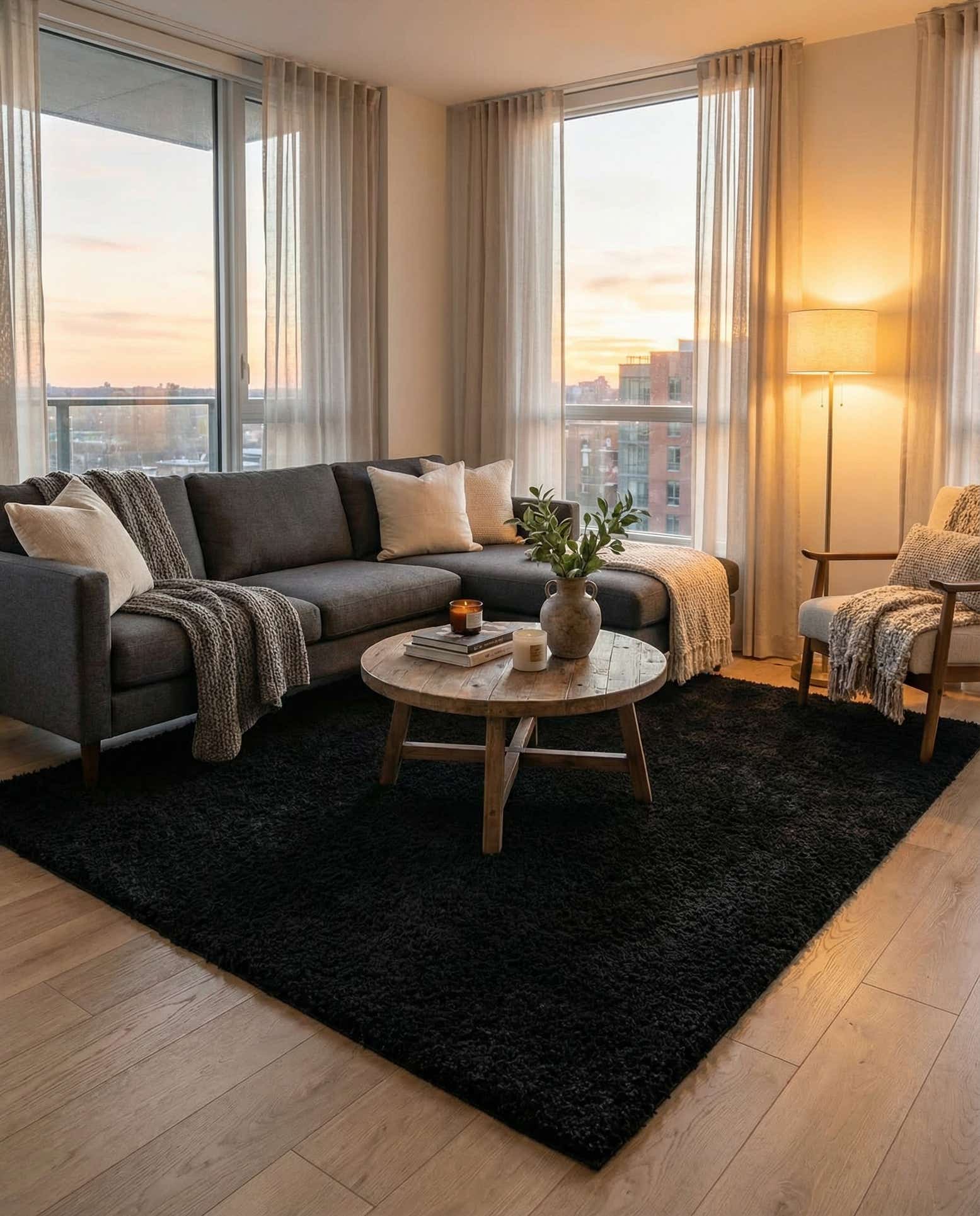 7' 10 x 7' 10 Solid Shag Square Rug