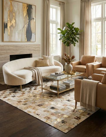 4' 10 x 8' Cowhide Leather Rug