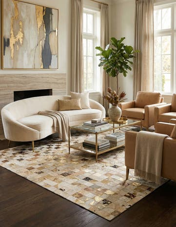 4' 10 x 8' Cowhide Leather Rug