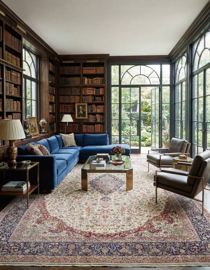 Detail image of  12' 11 x 19' 2  Hand Knotted Kerman Persian Rug