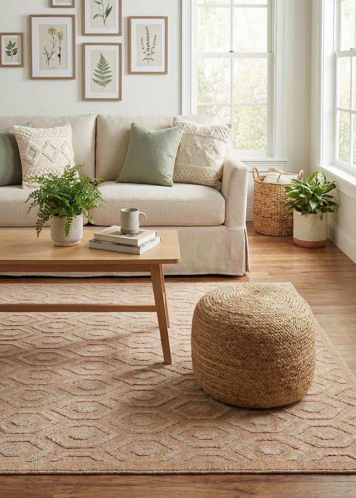 7' 10 x 10' Easy-Clean Trellis Textured Indoor / Outdoor Rug