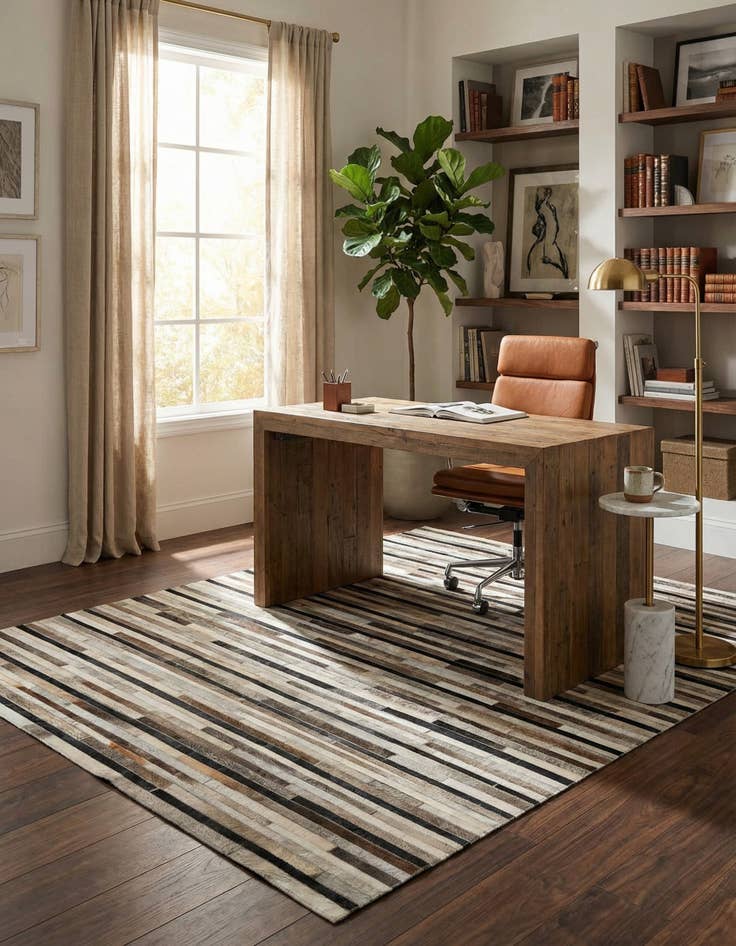 Detail image of  5' 1 x 8' Cowhide - Patchwork Rug